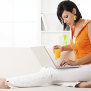 Woman blogging on computer for SEO Strategy