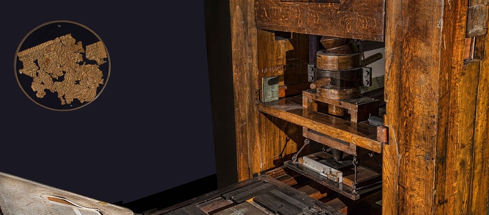 Old Gutenberg printing press.