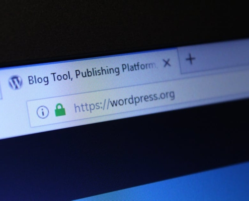WordPress website in the address bar of a browser.