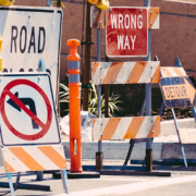 Various wrong way, road closed, and no turn signs