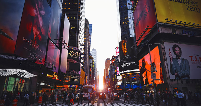 Times Square packed with billboards
