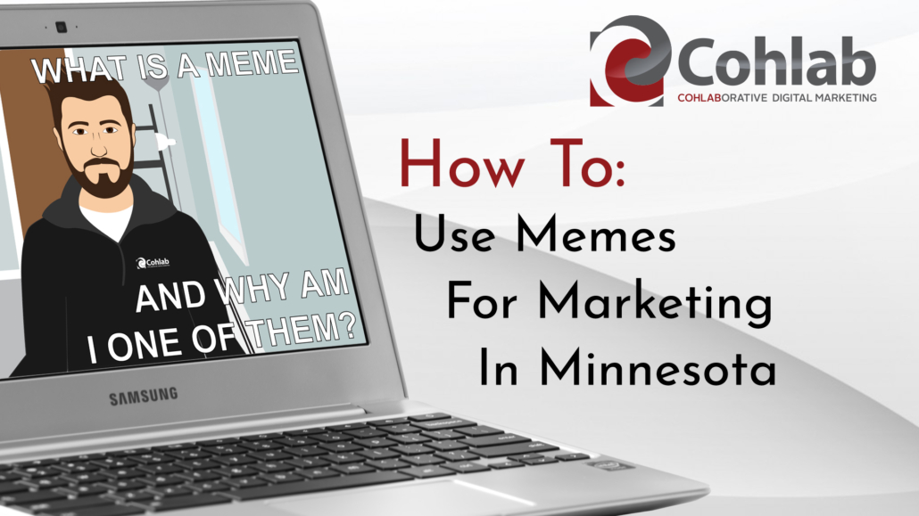 Title card, showing cartoon of Logan's face made into a meme on a laptop, next to title and Cohlab logo