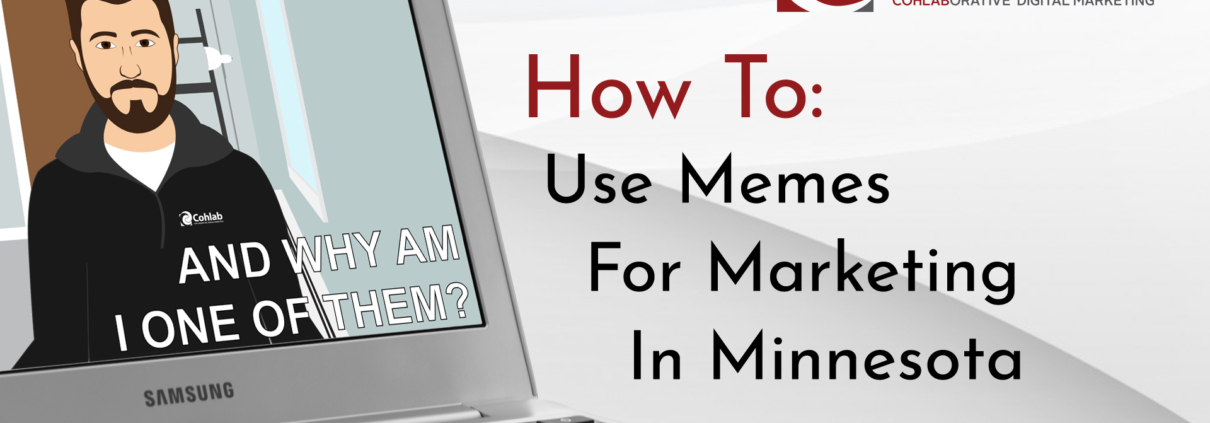 Title card, showing cartoon of Logan's face made into a meme on a laptop, next to title and Cohlab logo