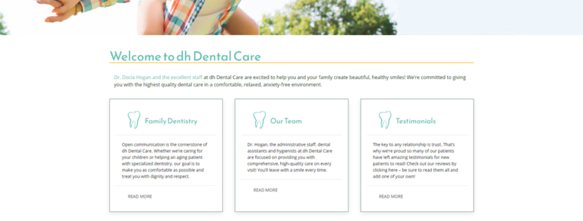 Custom Trustdyx website design for DH Dental home page in St. Cloud, MN