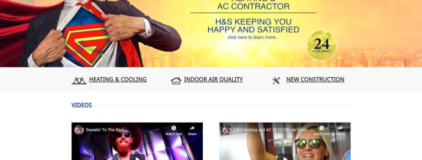 Custom WordPress website design for H&S Heating and A/C home page in St. Augusta, MN