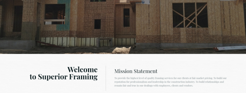 Custom Trustdyx website design for Superior Framing home page in Ham Lake, MN