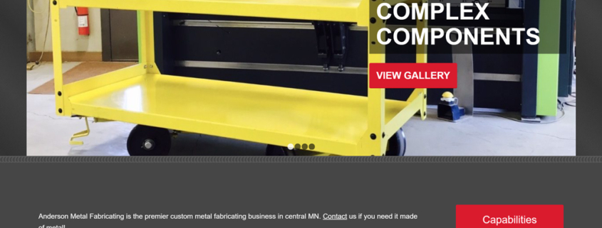 Custom WordPress website design for Anderson Metal Fabricating home page in Sartell, MN
