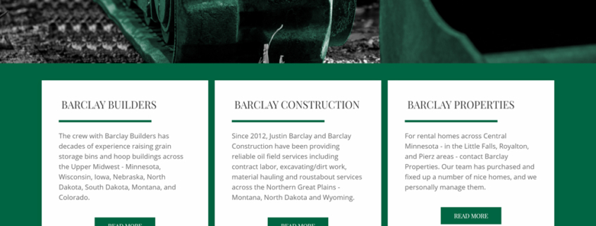 Custom Trustdyx website design for Barclay home page in Rice, MN