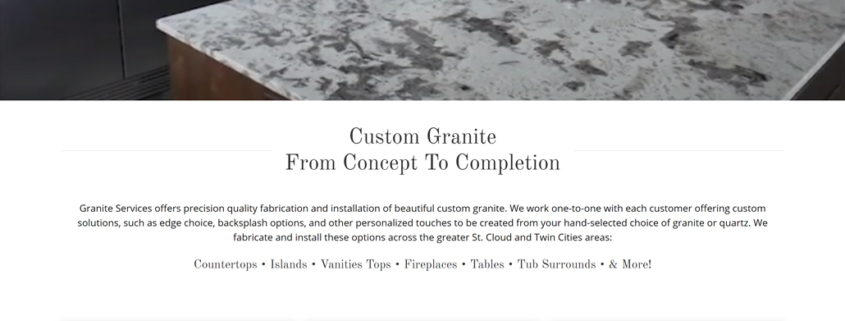 Custom Trustdyx website design for Granite Services home page in St. Joseph, MN