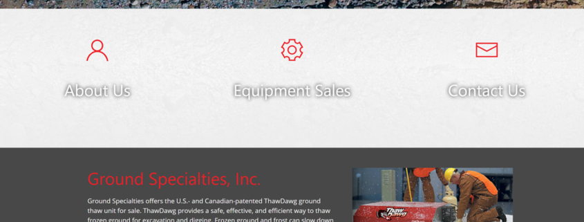 Custom Trustdyx website design for Ground Specialities home page in Milaca, MN