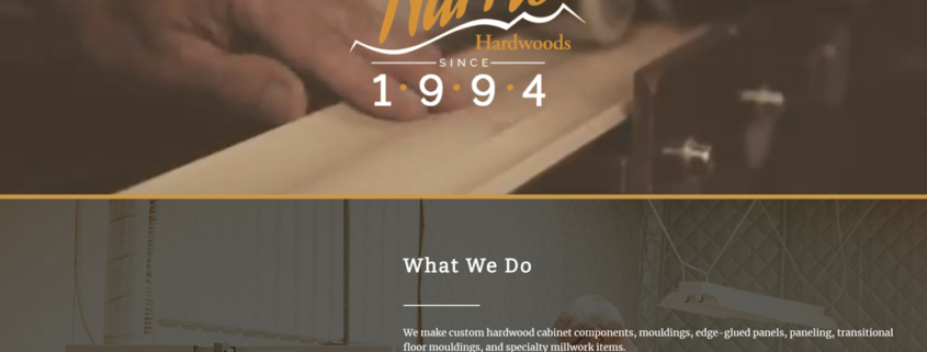 Custom Trustdyx website design for Harris Hardwoods home page in Foreston, MN