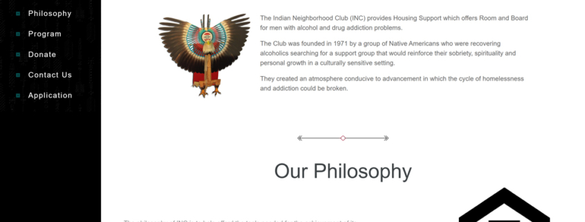 Custom Trustdyx website design for Indian Neighborhood Club home page in Minneapolis, MN