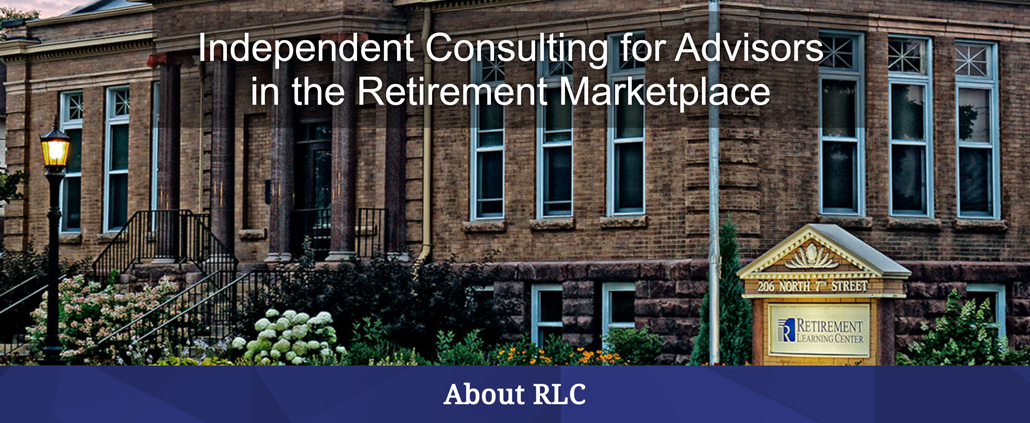 Home page design for Retirement Learning Center, including menu, hero image, about information, and services.