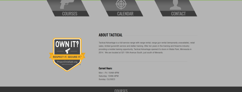 Custom WordPress website design for Tactical Advantage home page in Waite Park, MN