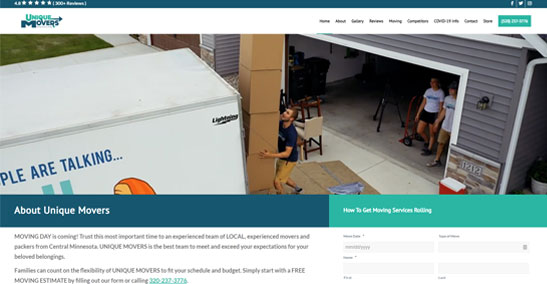 Unique Movers homepage