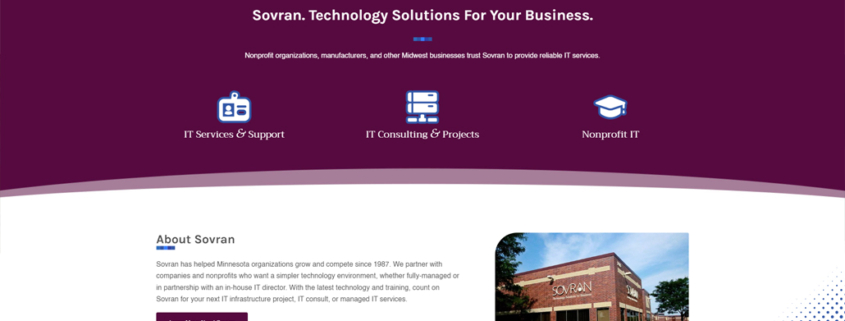 Custom SEO website design for Sovran, Inc home page in Eagan, MN