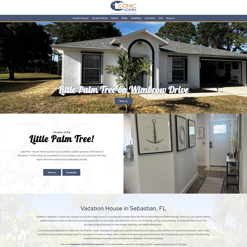 Custom WordPress website design for Little Palm Tree on Wimbrow Drive home page in Sebastian, FL