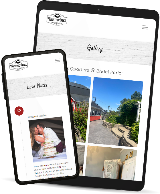 Twisted Oaks Events mobile and tablet view