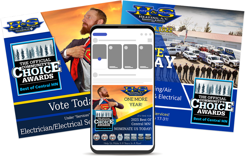 Two ads for H&S Heating & Electric