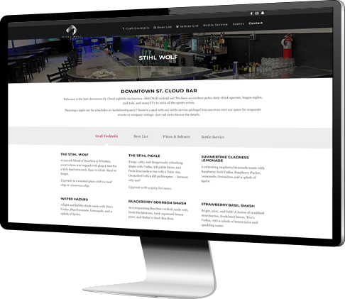 StihlWolf Stihl Wolf Bar website shown on a desktop screen