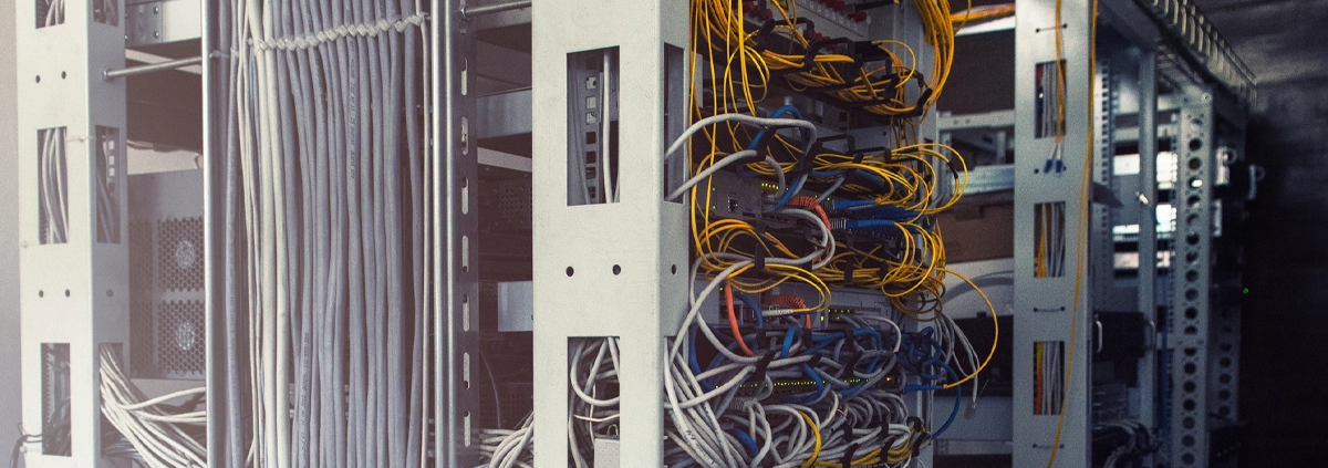 A row of servers in a server room.