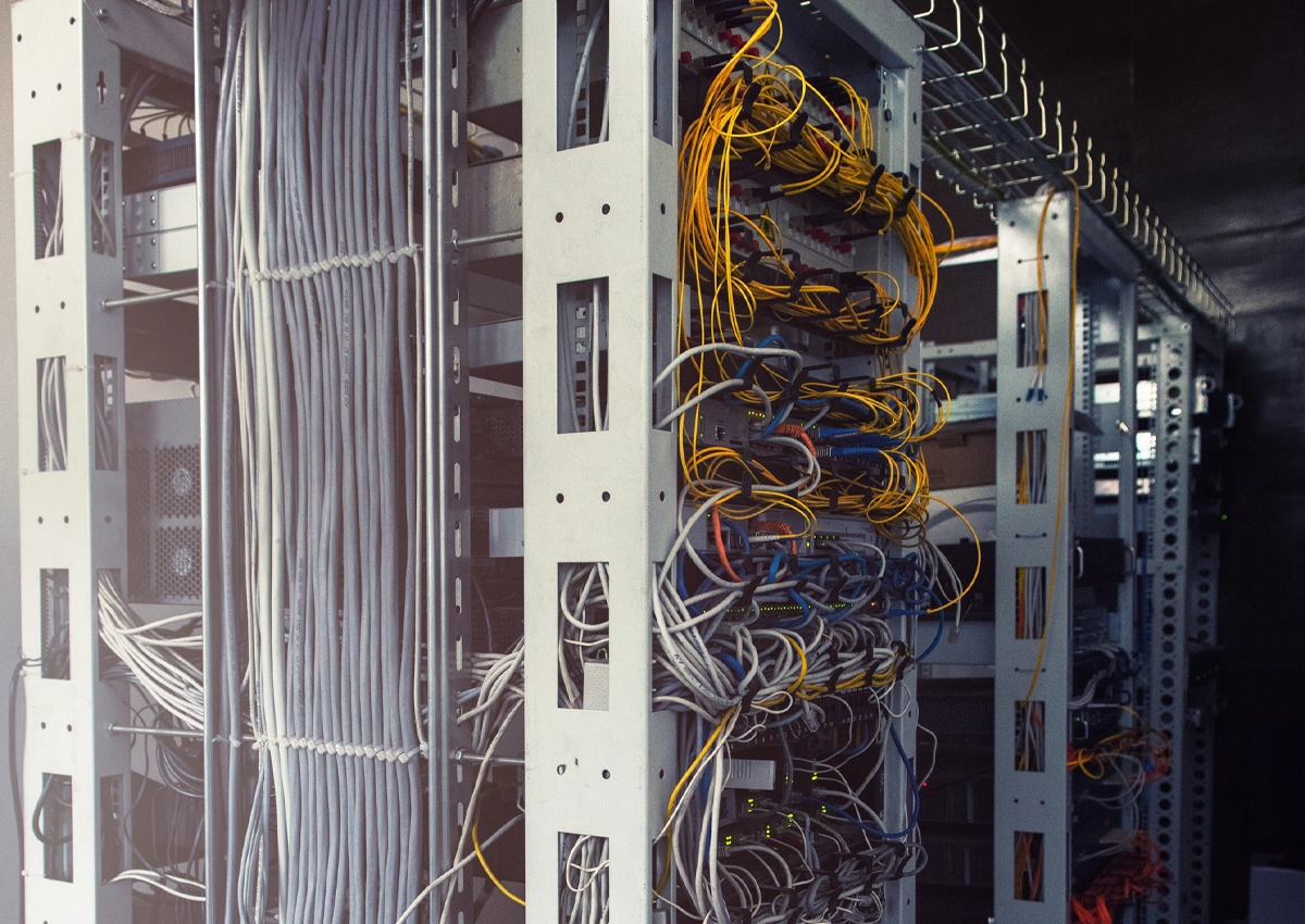 A row of servers in a server room.