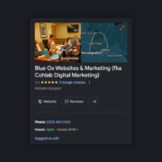 A Google Business Profile listing for Blue Ox Websites & Marketing.