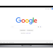 The Google Search home screen on a laptop.