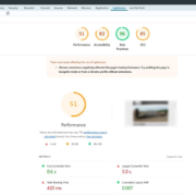 Google Lighthouse audit of a website with a poor performance score