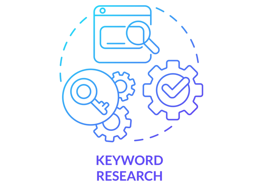 An illustration depicting the concept of SEO keyword research.