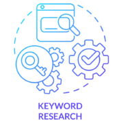 An illustration depicting the concept of SEO keyword research.